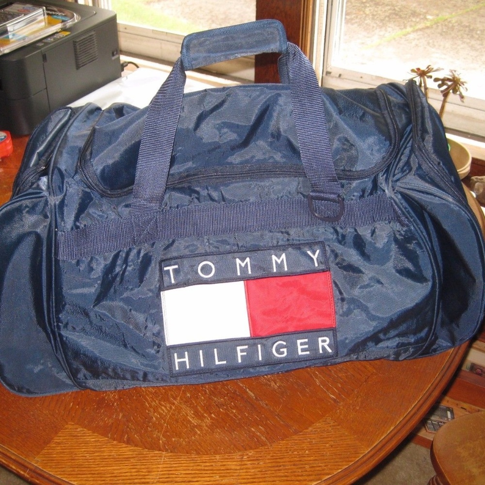 VTG 90's Tommy Hilfiger Spellout Duffle Bag, Huge!